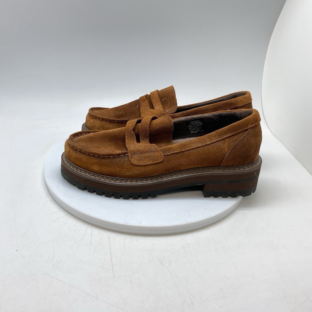 LL Bean Camden Hill Loafers Womens 7 M Brown Suede Slip On Shoes Lug Sole 522486 - Picture 3 of 10